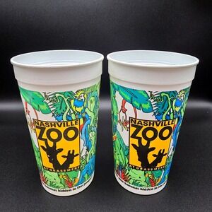 Nashville Zoo at Grassmere Souvenir Stadium Cups Set of 2 Vintage 2007 Jungle